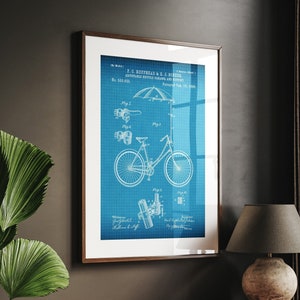 Adjustable Bicycle 1896 Patent Print, Cycling Gifts, Bike Wall Art, Cyclist Gift For Him, Her, Sports Decor, Office Artwork, Bedroom Posters