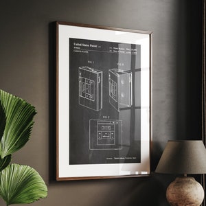 Cassettespeler 1985 patentprint, muziekkamer muurkunst walkman slaapkamer poster blauwdruk cadeaus
