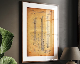 Duo-Sonic Guitar 1964 Patent Print, Guitarist Gifts, Music Room Decor, Studio Wall Art, Bedroom Posters, Present For Musician