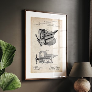 Impression combinée enclume et étau de 1879, oeuvre d&#39;art murale de bureau, décoration d&#39;homme des cavernes, cadeaux pour le travail des métaux, affiches de garage
