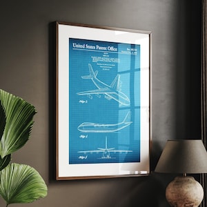 Stampa del brevetto della portaerei Boeing del 1965, arte murale sull&#39;aviazione, poster di aerei, regalo per l&#39;aeronautica, regali per piloti, arte aeronautica, decorazioni per ufficio