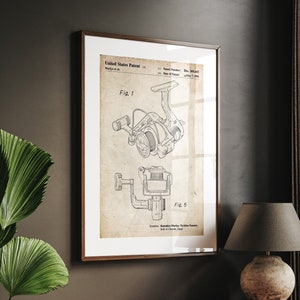 Open Face Spinning Fishing Reel 1996 Patent Print, Man Cave Wall Art, Angling Gifts, Nautical Wall Art, Vintage Office Decor, Beach House