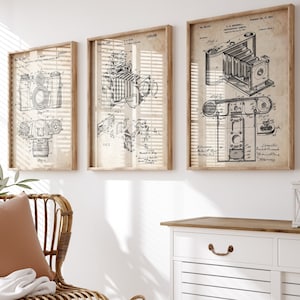 Photography Set Of 3 Patent Prints, Photographer Gift, Camera Wall Art, Office Decor, Design Studio Artwork, Home Office Poster