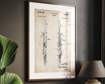Bassoon 1964 Patent Print, Music Room Decor, Studio Wall Art, Bedroom Poster, Musician Gift, Teacher Present, Instrument Artwork