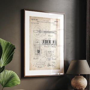S. E. Lover Humbucker Pickup Broadkaster Guitar Patent Print, Guitarist Gifts, Music Room Decor, Studio Wall Art, Bedroom Posters, Musician
