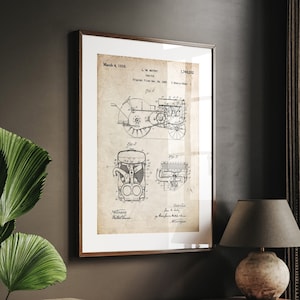 Traktor 1930 Patent Print, Wydruki rolnicze, Dekoracja domu na farmie, Prezent dla rolnika, Sztuka ścienna w stylu vintage