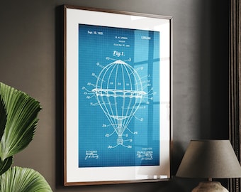 Hot Air Balloon 1925 Patent Print Wall Art Poster Blueprint Aviation Gifts