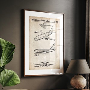 Boeing 737 1966 Patent Print, Aviation Wall Art, Airplane Poster, Air Force Gift, Pilot Gifts, Aircraft Art, Office Decor