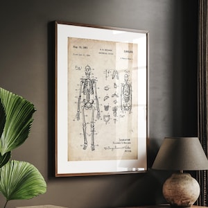 Anatomical Skeleton 1961 Patent Print, Anatomy Poster, Medical Student Gift, Muscle Poster, Doctor Gifts, Surgeon Wall Art, Nurse Decor