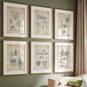 Henry Ford Set Of 6 Patent Prints, Mechanic Gifts, Garage Decor, Man Cave Wall Art, Classic Car Poster, Office Artwork