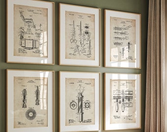 Barbershop Decor Set mit 6 Patentdrucken, Barber Shop Wandkunst, Friseure Geschenk, Friseur Dekor, Friseursalon Poster, Badezimmerdrucke