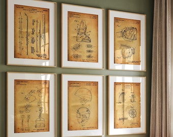 Skiing Set Of 6 Patent Prints, Snowboarding Wall Art, Skiing Decor, Ski Poster, Snowboarder Gift, Bedroom Prints, Cabin Decor