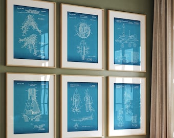 Outer Space Set Of 6 Patent Prints, NASA Wall Art, Space Decor, Astronaut Posters, Astronomy Artwork, NASA Print, Space Gifts, Office Art