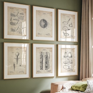 Golf Set Of 6 Patent Prints V2, Golfer Wall Art, Sports Room Decor, Games Room Posters, Golfing Gifts, Office Decor, Present For Golfer