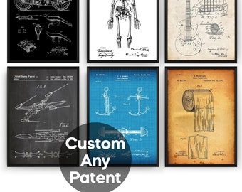 Custom Patent Print, Personalised Gift For Him, Customised Gift For Her, Schematics Wall Art Poster, Office Decor, Living Room Art