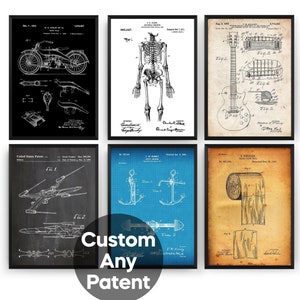 Kundenspezifisches Patent Druck, personalisiertes Geschenk für ihn, individuelles Geschenk für sie, Schaltplan Wand Kunst Poster, Büro Dekor, Wohnzimmer Kunst