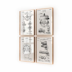 Marine & Maritime Set Of 4 Patent Prints, Nautical Decor, Boat Wall Art, Sailboat Posters, Sailor Gift, Beach House Artwork, Sailing Print