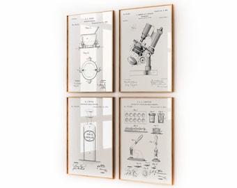 Pharmacy Set Of 4 Patent Prints, Pharmacist Gifts, Office Decor, Office Wall Art, Retirement Present, Graduation Gift