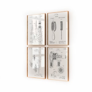 Hairdresser Set Of 4 Patent Prints, Hair Stylist Gifts, Salon Decor, Bedroom Prints, Bathroom Wall Art, Toilet Wall Art