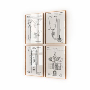 Doctors Set Of 4 Patent Prints, Office Decor, Medical Wall Art, Medical Student Gifts For Doctors, Nurses, Surgeons