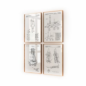 Outer Space Set Of 4 Patent Prints, NASA Wall Art, Space Decor, Astronaut Posters, Astronomy Artwork, NASA Print, Space Gifts, Office Art