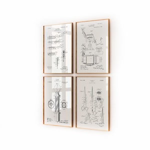 Set di 4 stampe di brevetti di Barbieri, arte murale per barbieri, regalo per barbieri, decorazioni per parrucchieri, poster per saloni di parrucchieri, stampe per bagni