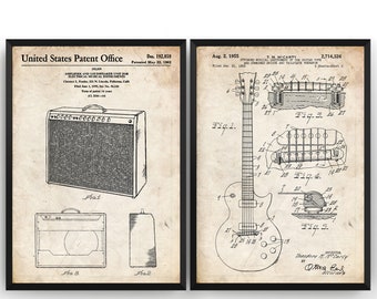 Fender Guitar Amplifier Patent Print Art Poster Wall Decor Gift Unframed