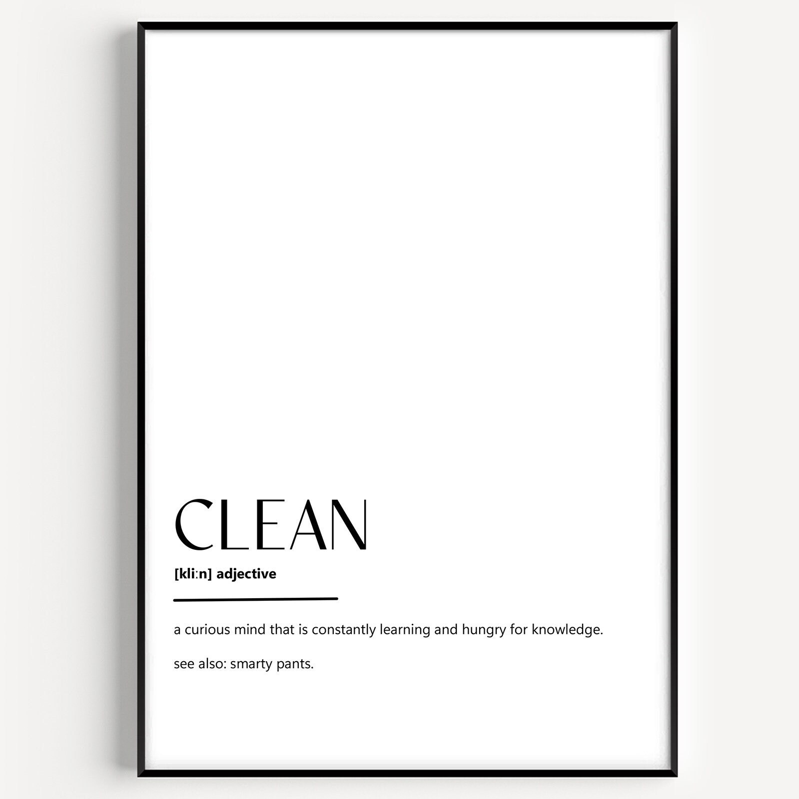Clean Definition Print - Etsy