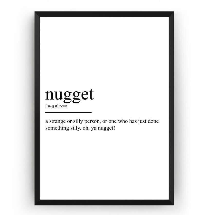 Nugget Definition Print Etsy UK