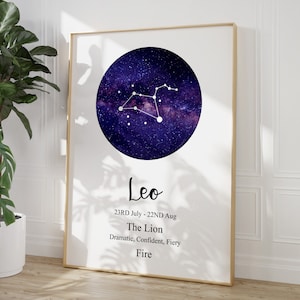 Leo Zodiac Astrology Constellation Print
