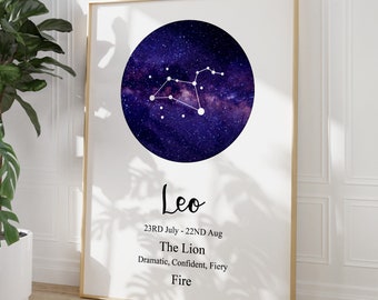 Leo Zodiac Astrology Constellation Print
