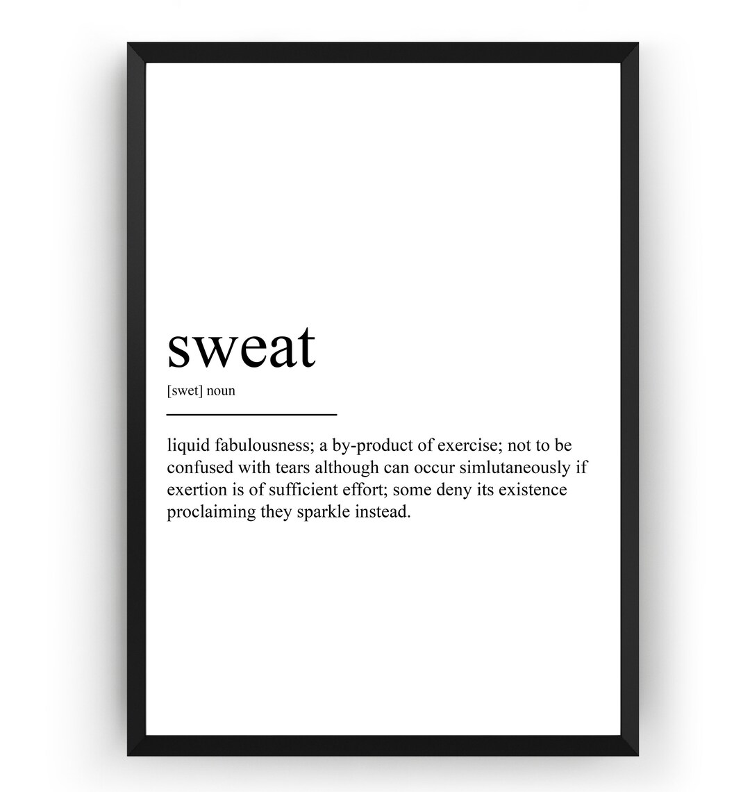 Sweat Definition Print Etsy