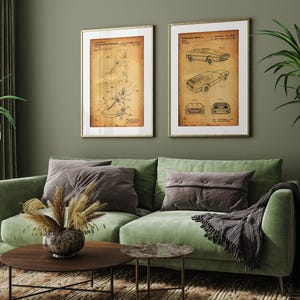 Juego de 2 láminas de patentes de películas, póster, ilustraciones de zapatillas, arte mural de películas, decoración de películas retro imagen 10