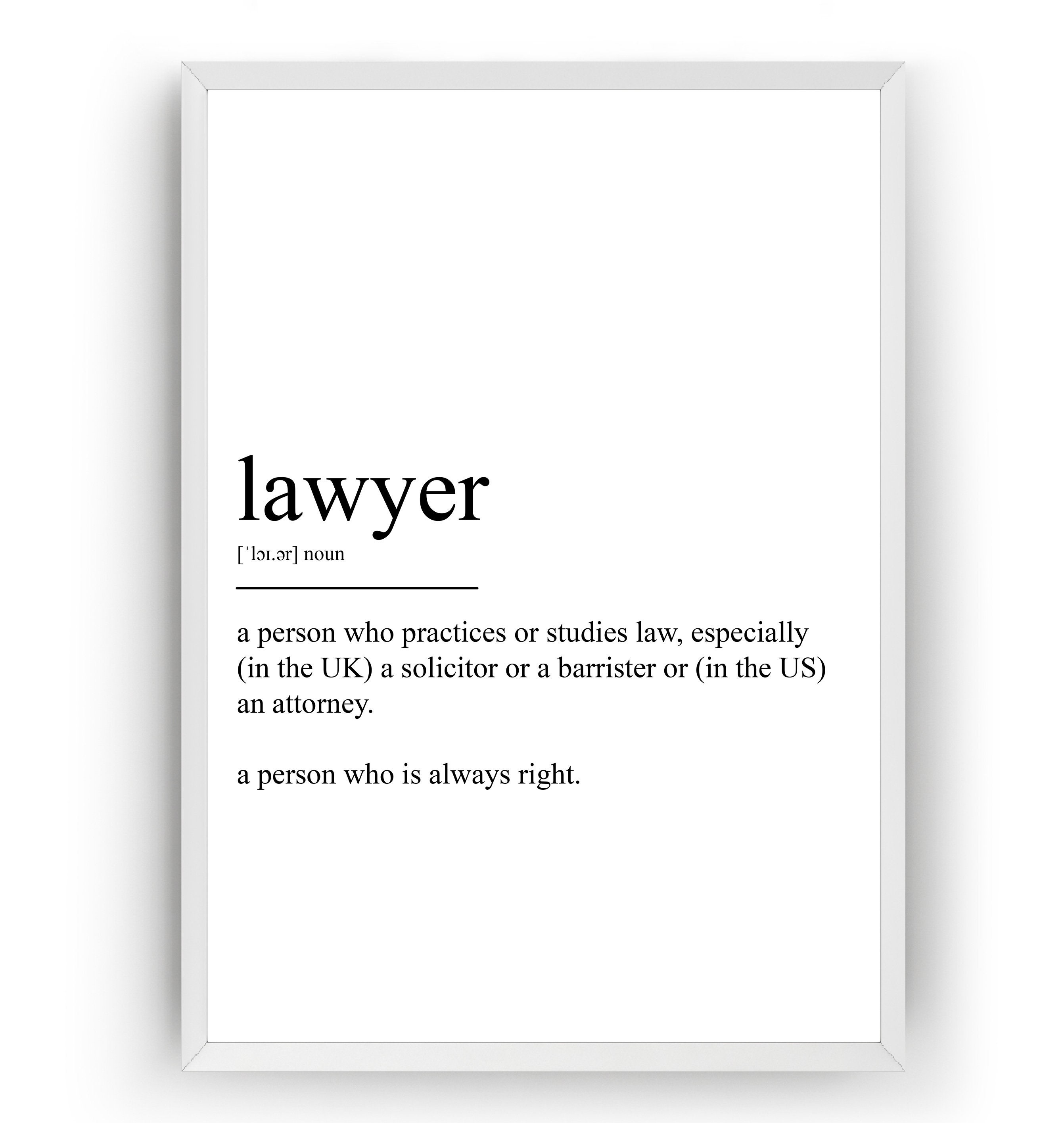 Lawyer Definition Print Etsy UK