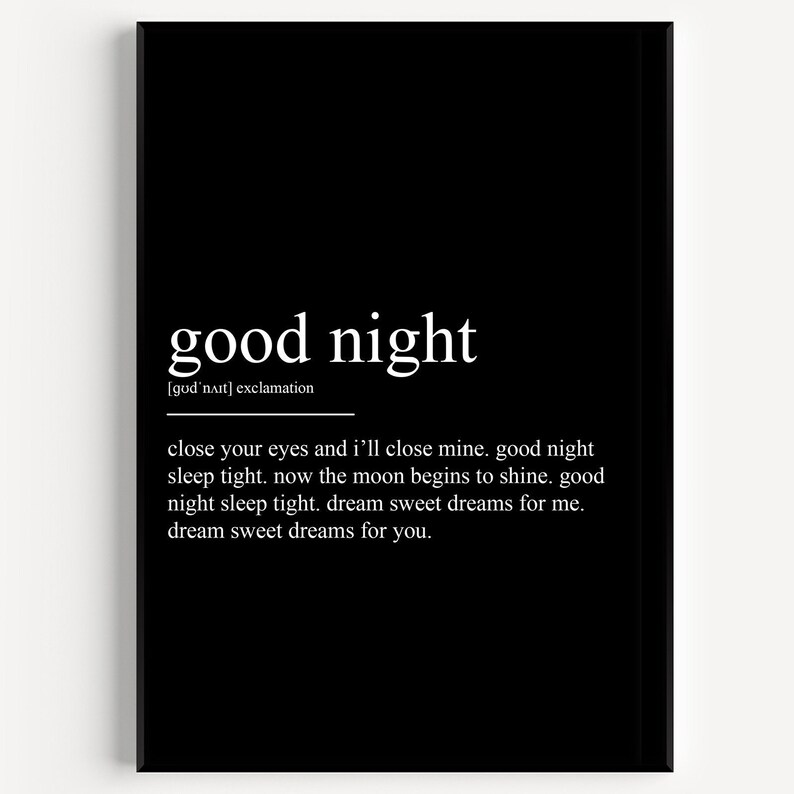 Good Night Definition Print - Etsy