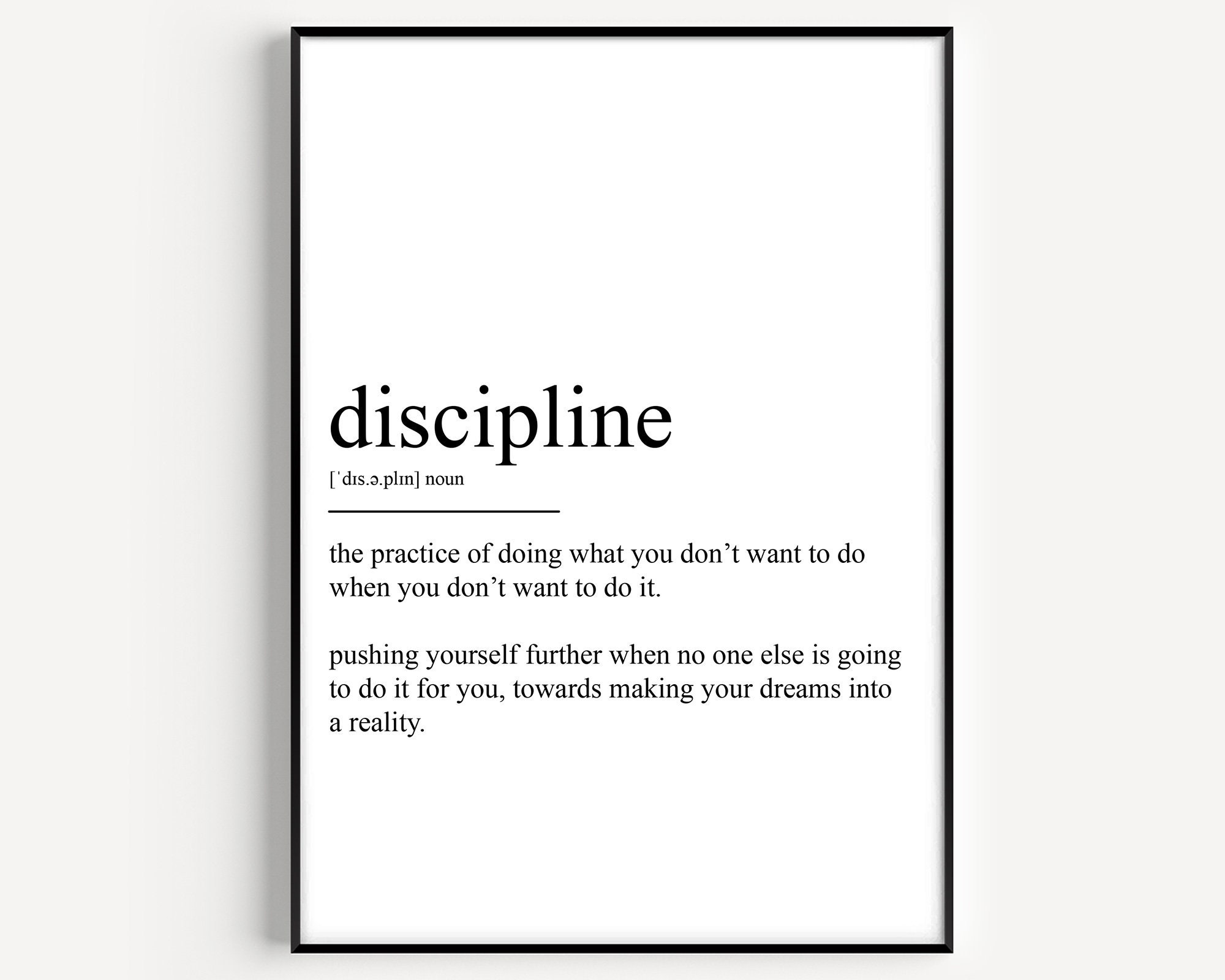 Discipline Definition Print Etsy