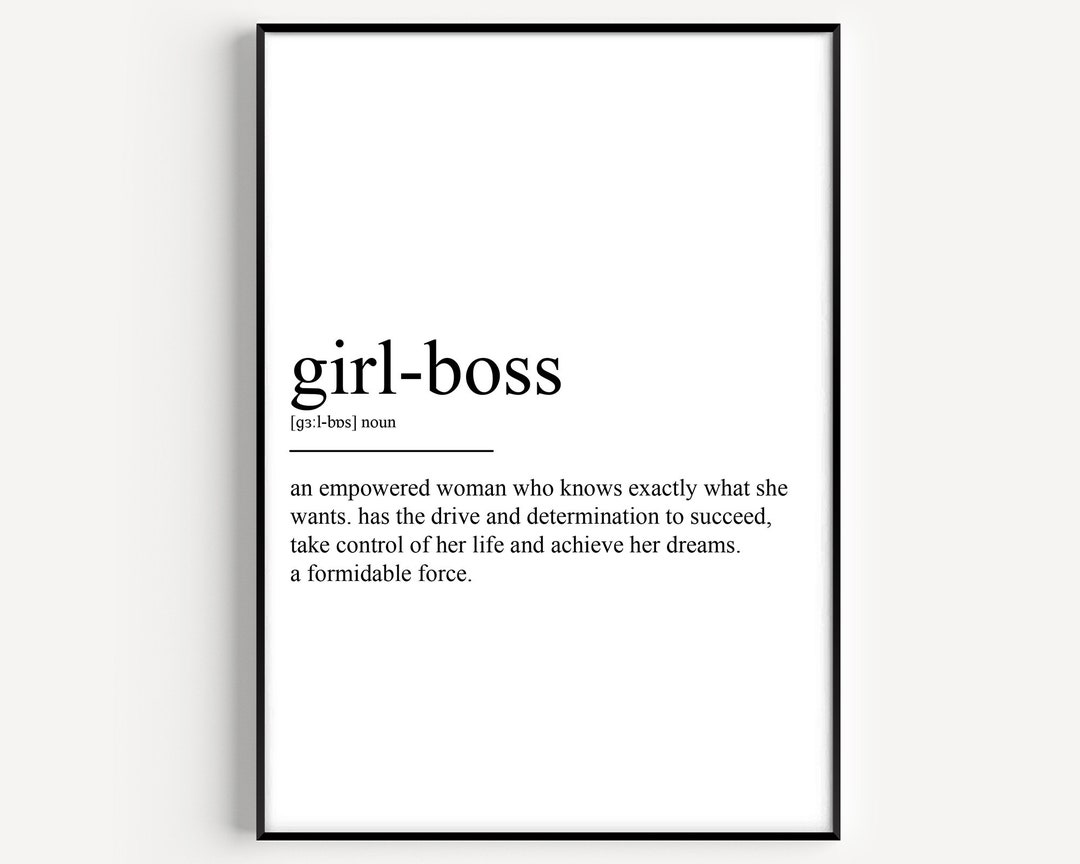 Girl Boss ribbon with black font and definition in black printed