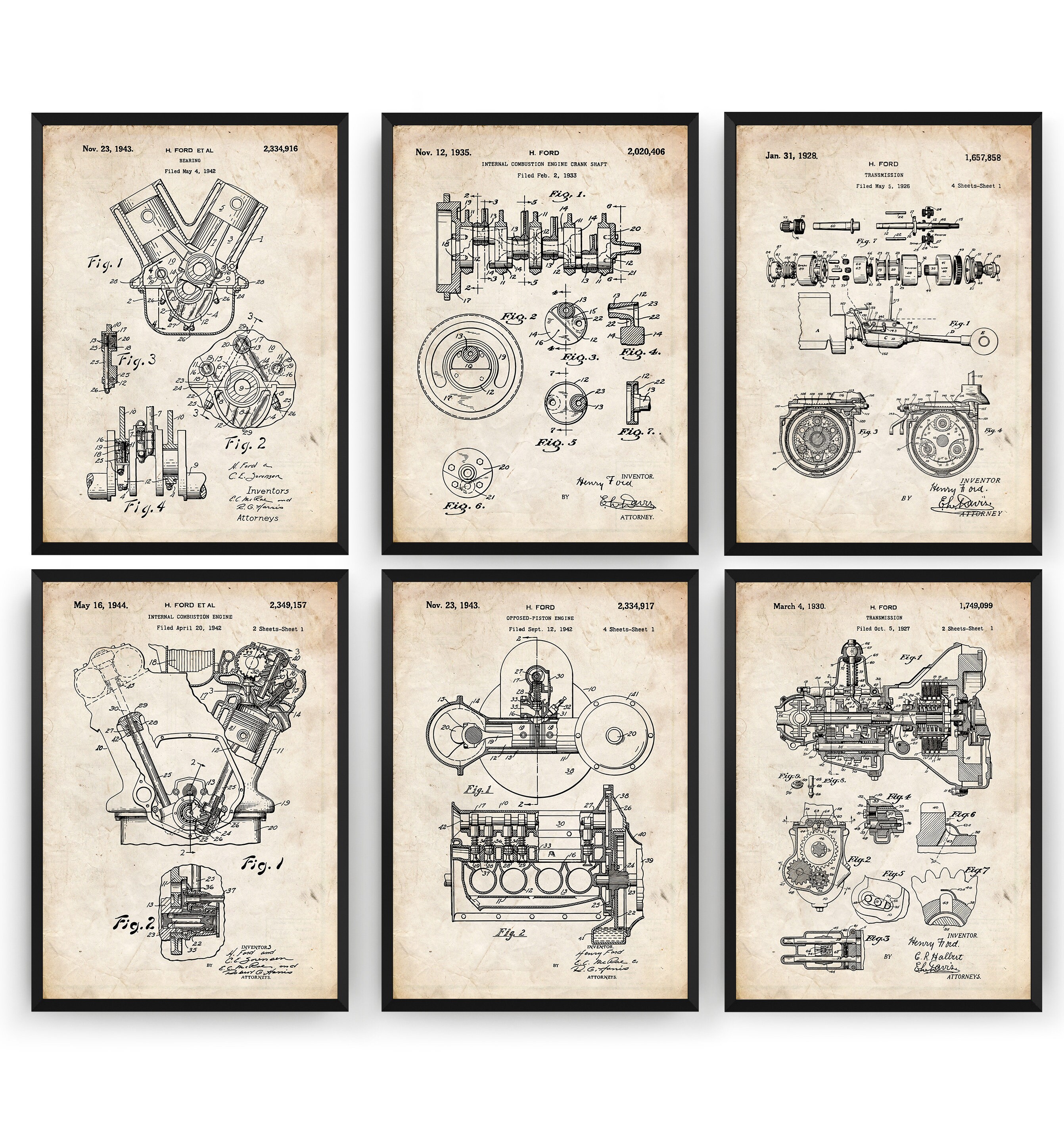 Wall Hangings Home &amp; Living Wall Décor Ford Transmission Patent Print ...