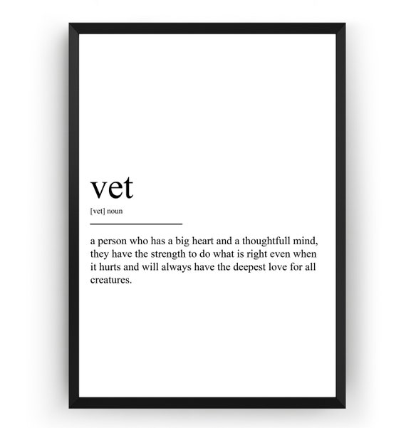 Vet Definition Print Etsy