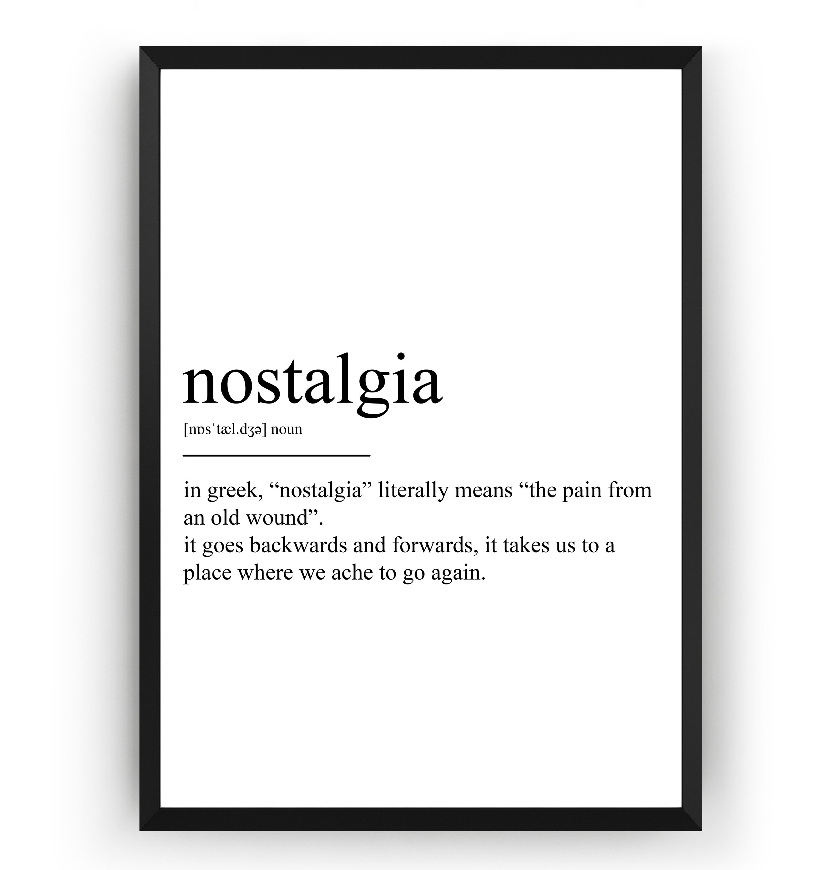 Nostalgia Definition Print Etsy