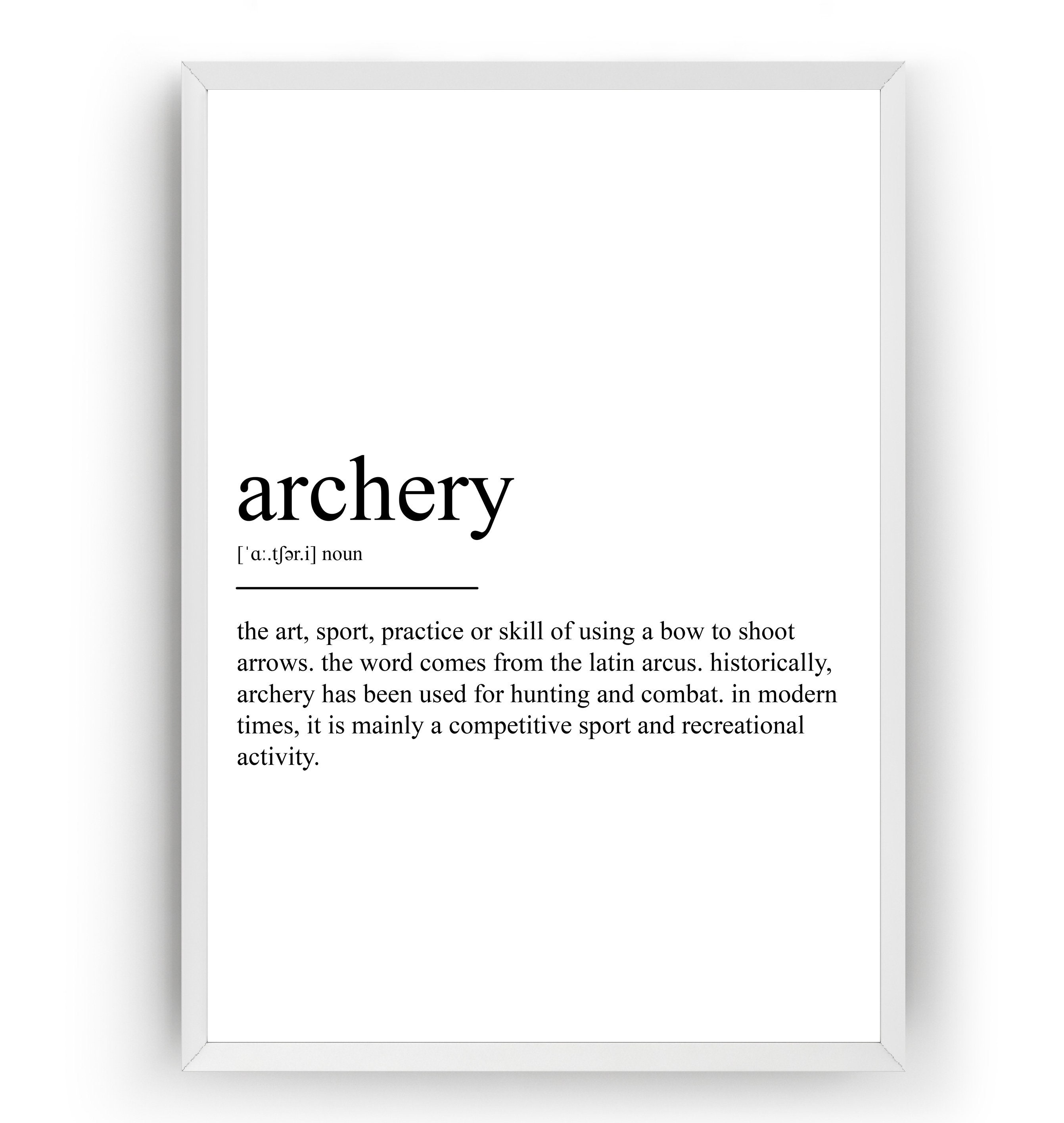Archery Definition Print Etsy