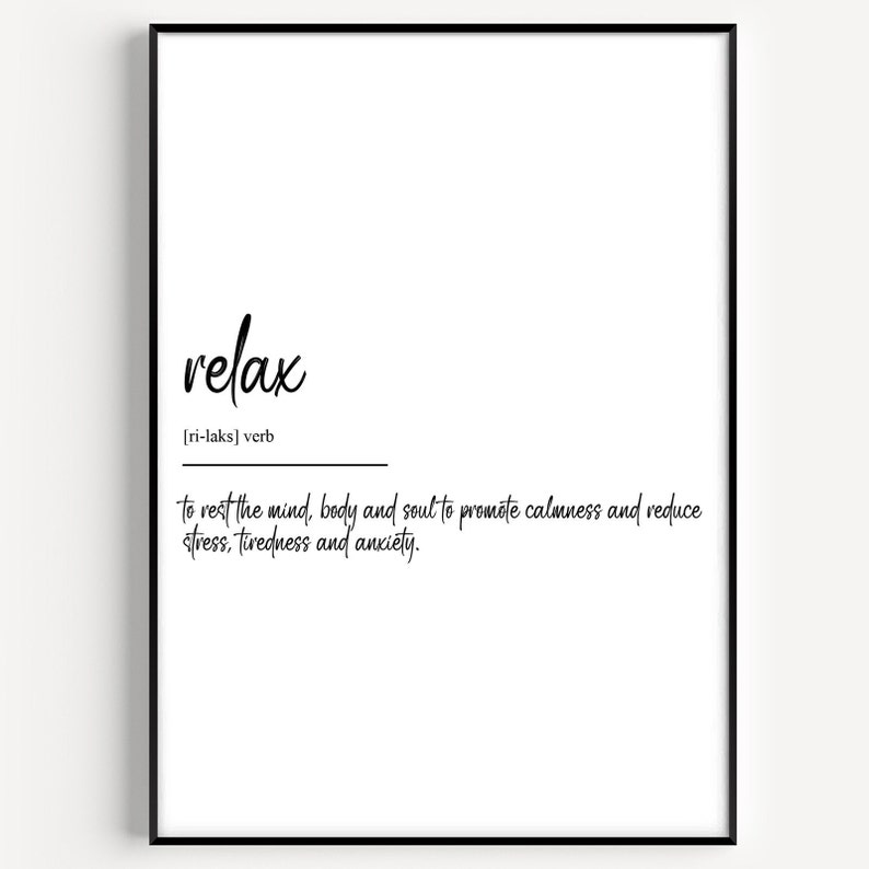 Relax Definition Print - Etsy