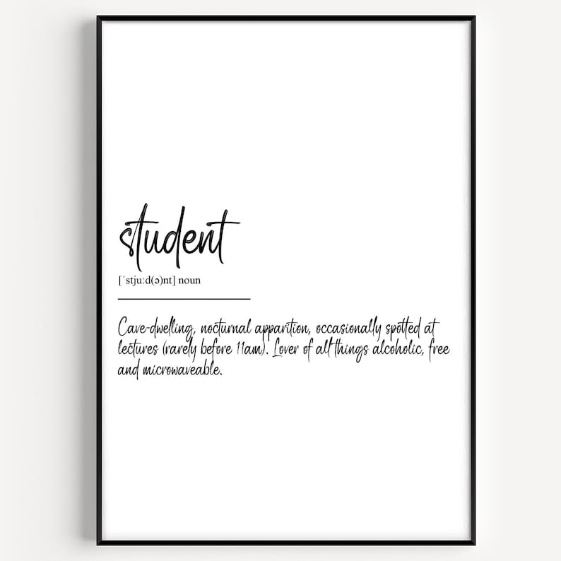 Student Definition Print - Etsy