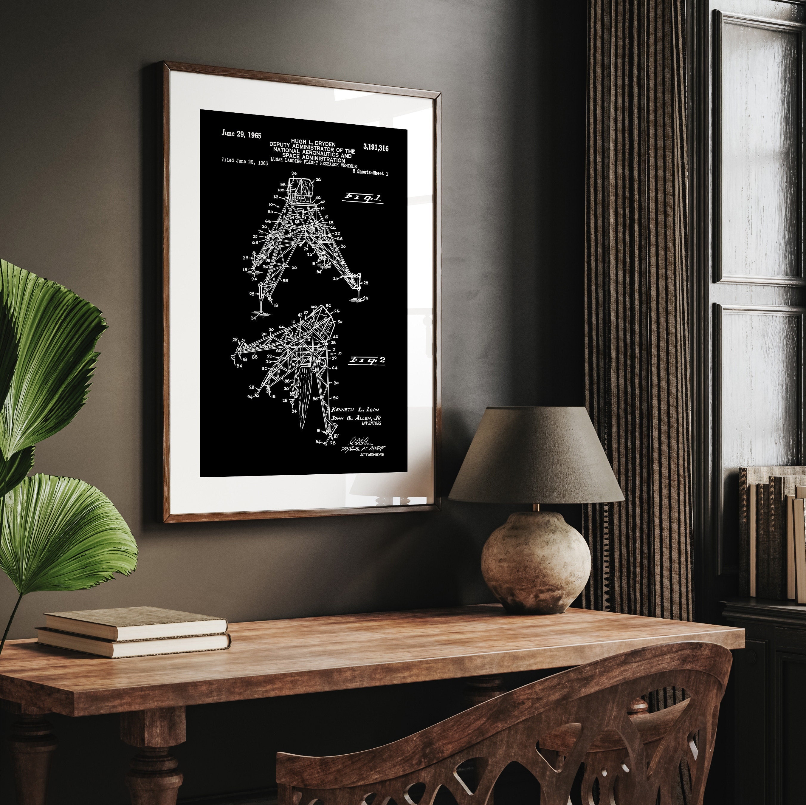 Apollo Lunar Module 1965 Patent Print, NASA Wall Art, Space Decor ...