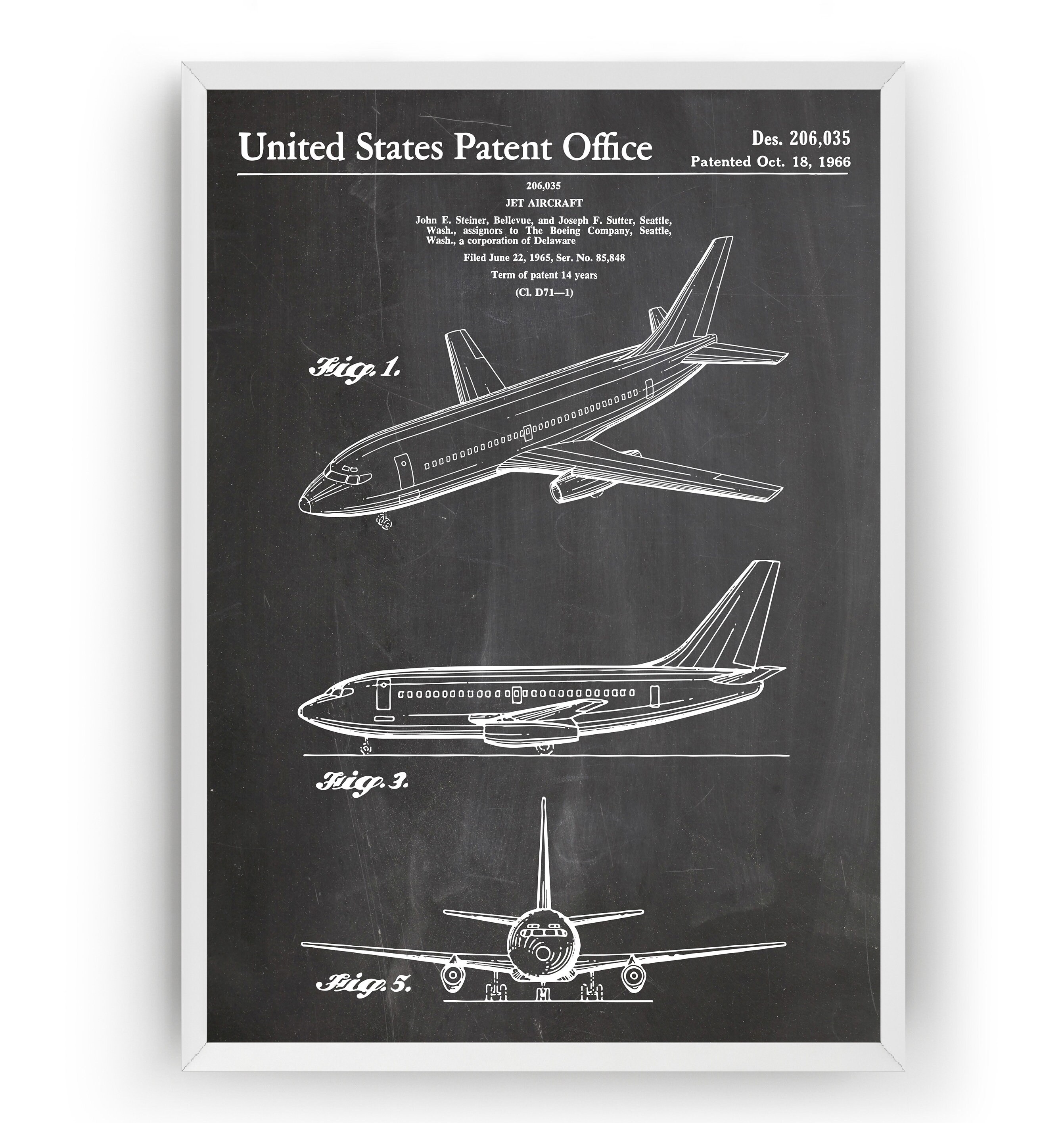 Boeing 737 1966 Patent Print Wall Art Poster Aviation Etsy 日本