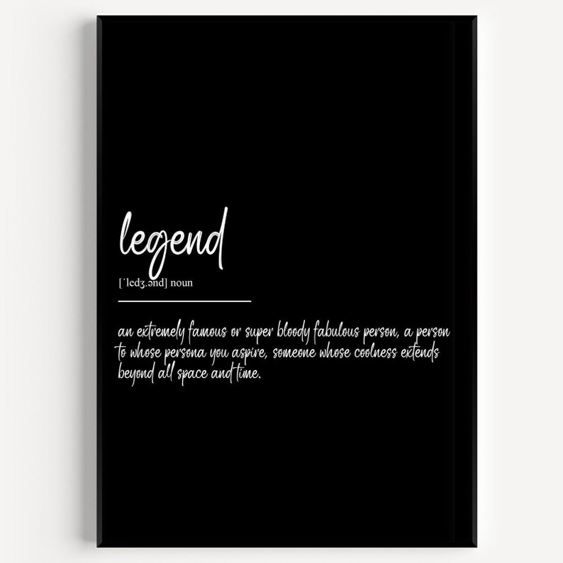 Legendary Definition Examples Legend Definition Print - Etsy