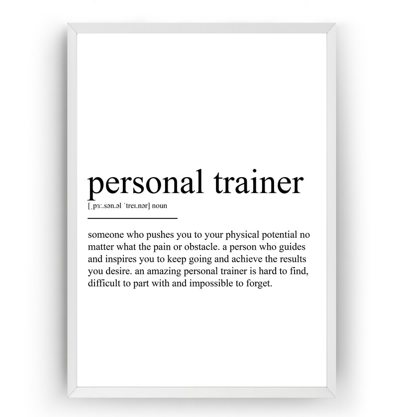 Personal Trainer Definition Print Etsy