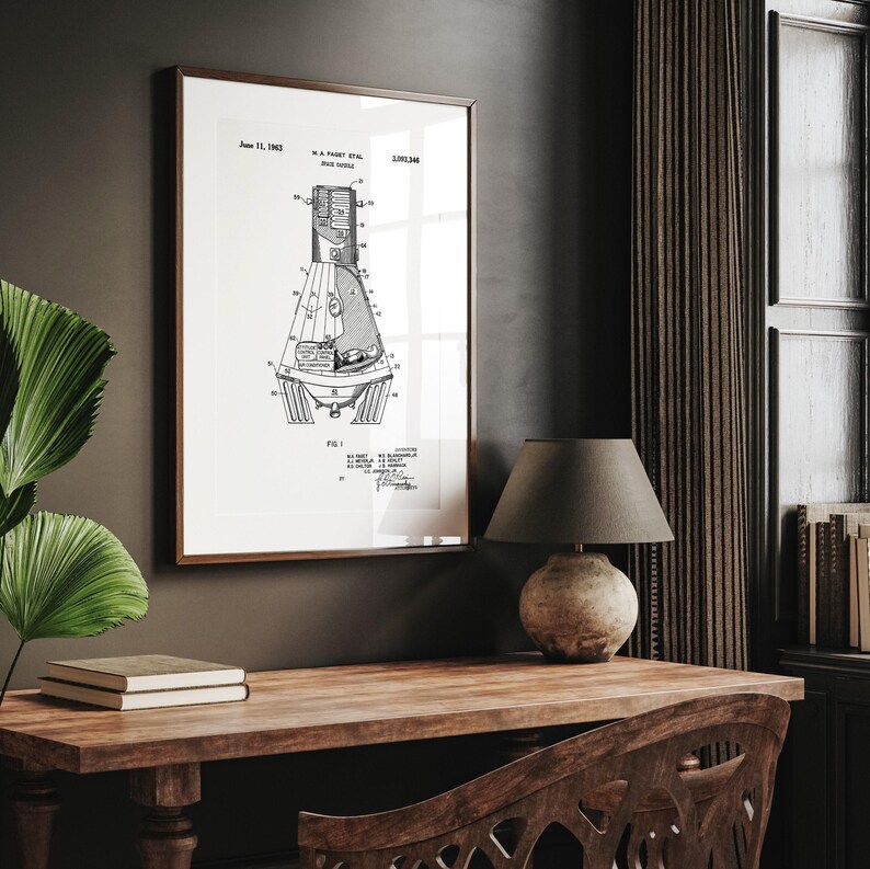 NASA Space Capsule Patent Print: Vintage Blueprint Wall Art - Etsy