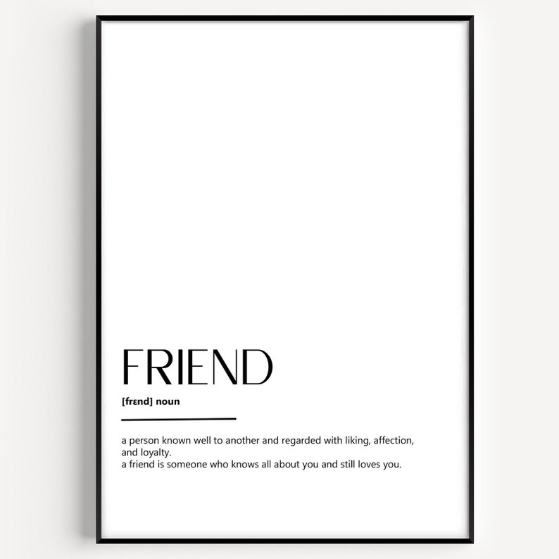 Friend Definition Print - Etsy
