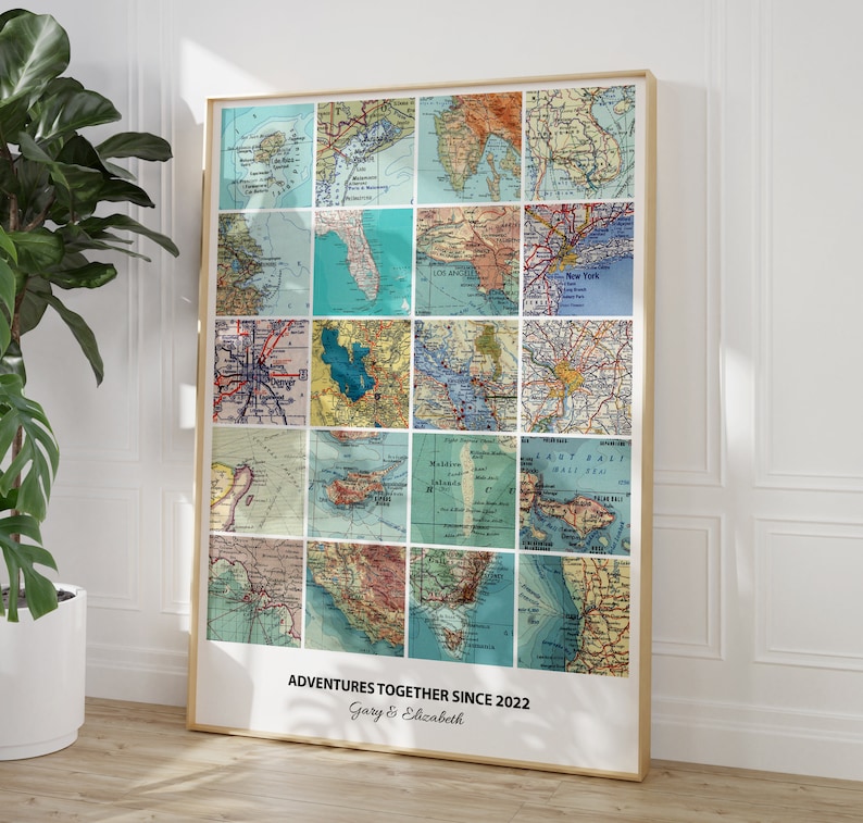 Travel Map Print Custom Couple Gift Any Location Etsy Il T18m 